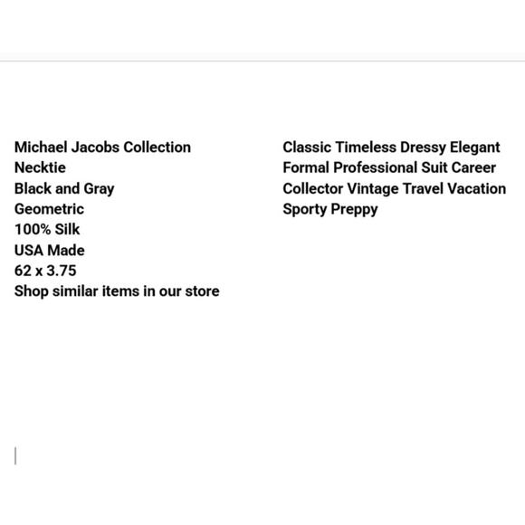 Michael Jacobs Collection Neck Tie Black Gray Geometric Silk USA 62x3.75 Suit - Picture 2 of 9
